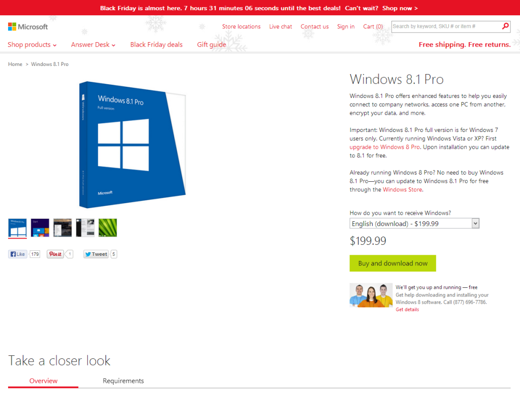 Landing Page to Buy Microsoft Windows