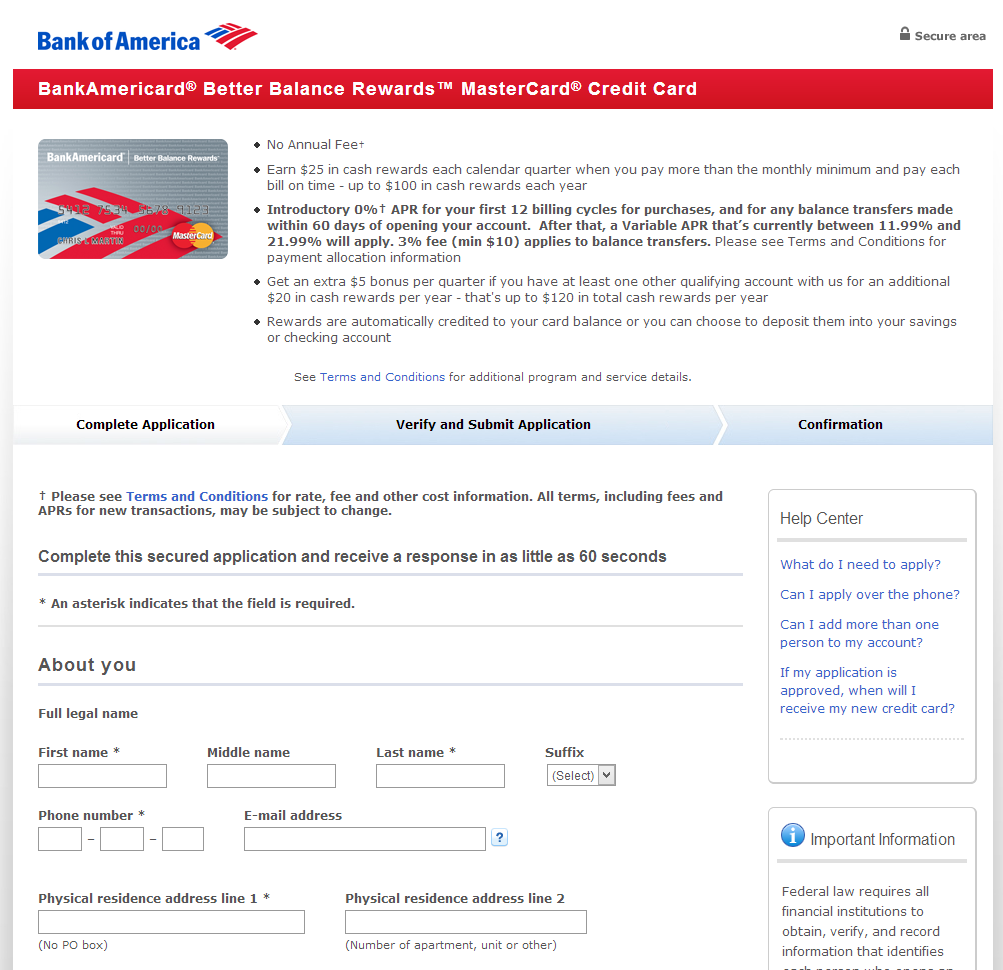 Bank of America Landing Page