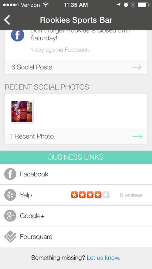 See that businesses social posts and reviews