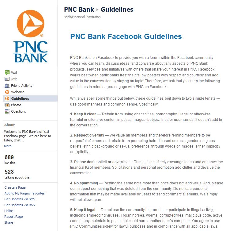 PNC Facebook Guidelines