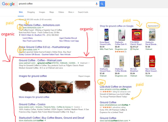 organic search paid search results PPC SEO