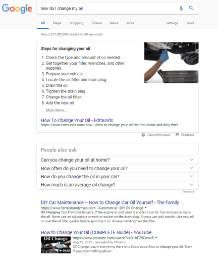 search engine results page SERP