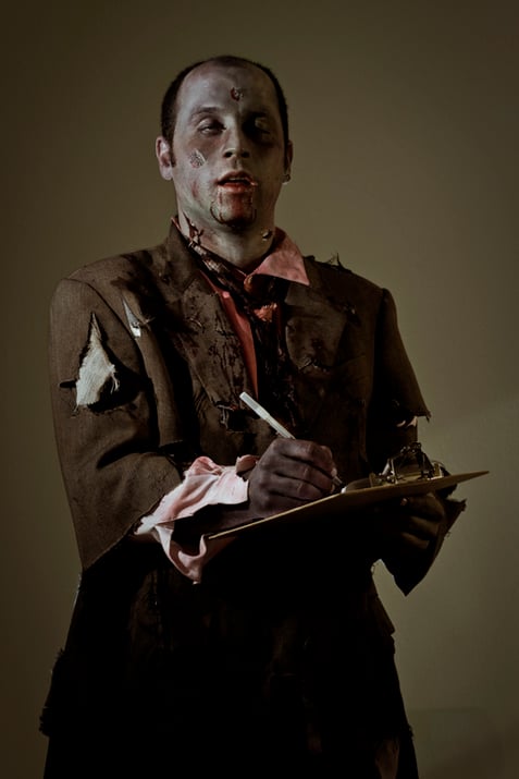content marketing mistakes - zombie writing
