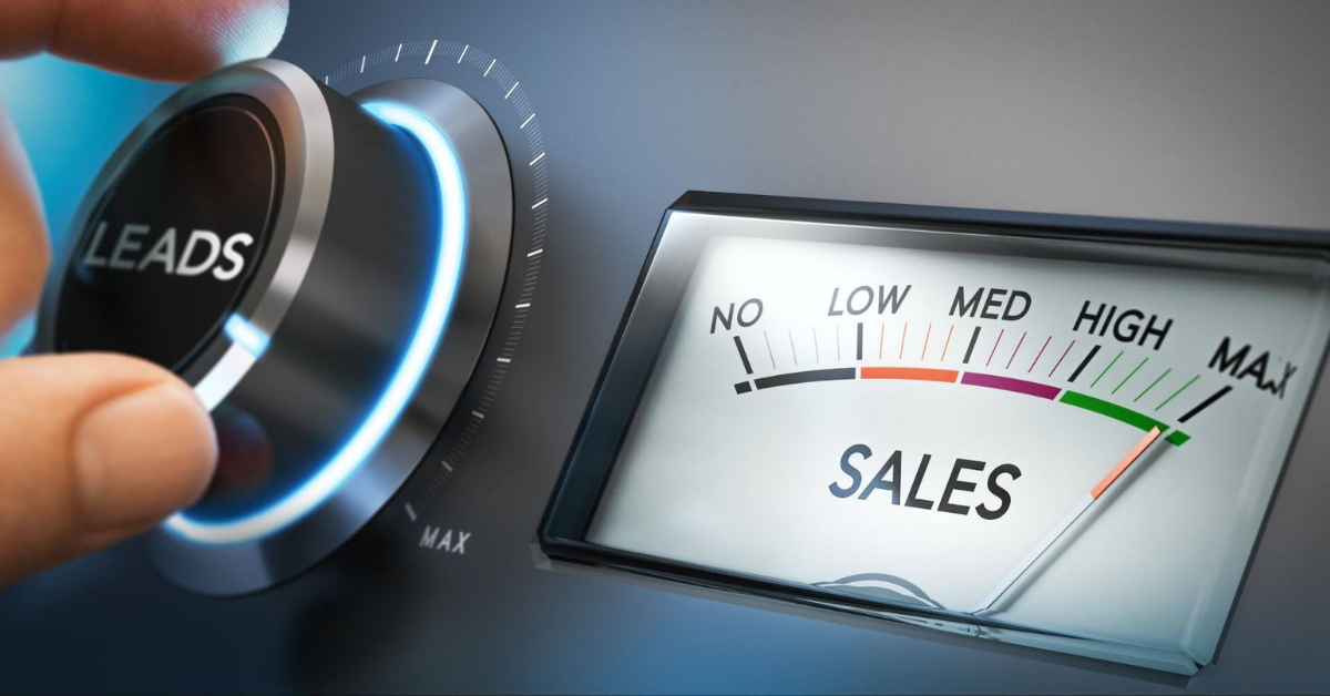 Hand turning a leads dial toward maximum sales